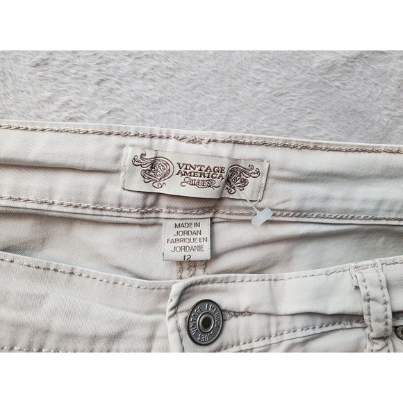 Vintage America Shorts Womens Size 12 Tan Cotton 5-Pockets Design Flat Front - Picture 6 of 7